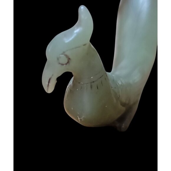 Antique Carved Jade Phoenix Figurine Chinese Light Green Translucent Color Bird - Picture 3 of 12